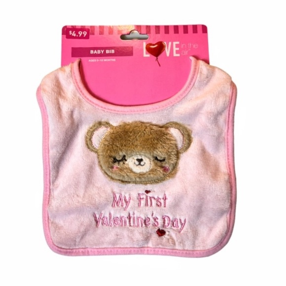 NWT 2 PC Set - Love Is In The Air - Baby Bear Bib & Bear Lovey, Blue or Pink - Picture 4 of 16